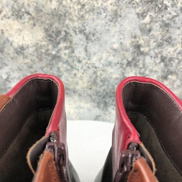 Canal Grande Women's Size 37 Pauline Dark Brown Red Side Zip Ankle Booties 13627 - Picture 4 of 16